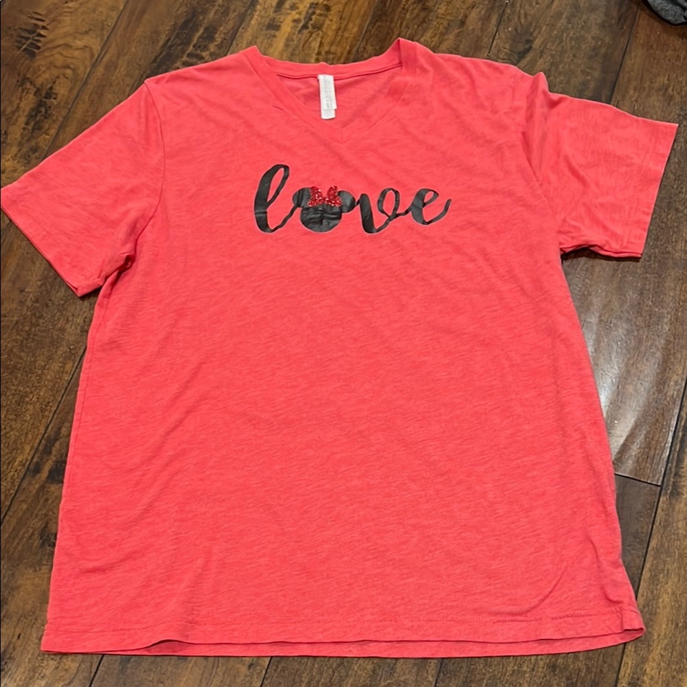 Red Graphic Tee with Love Print